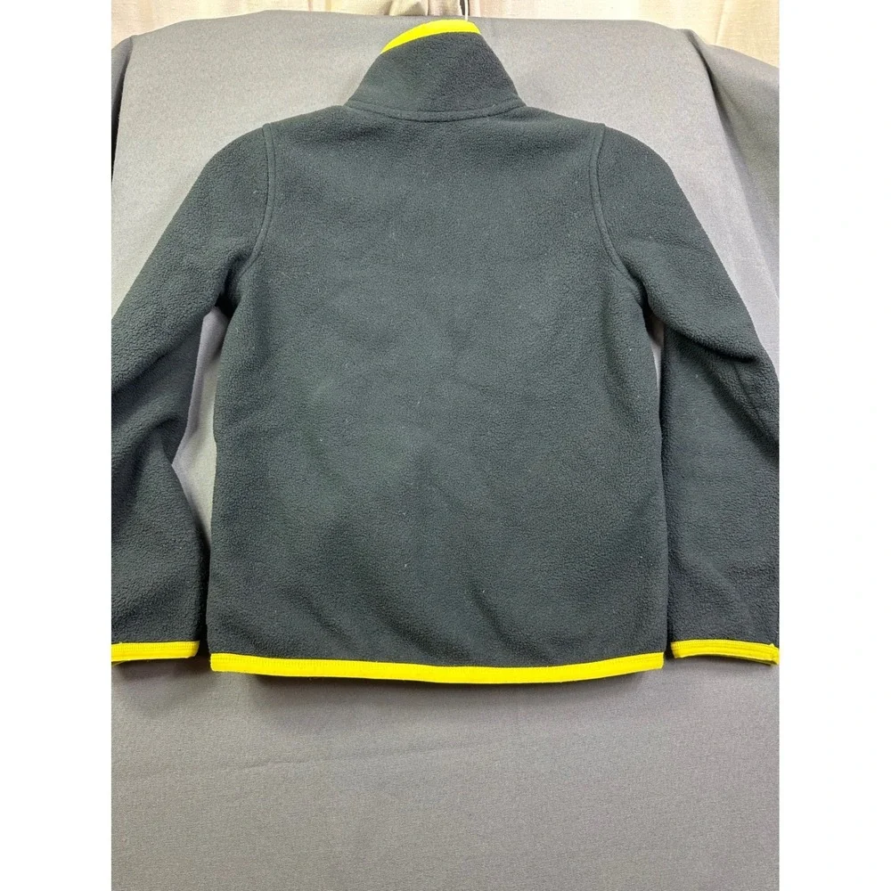 Ralph Lauren Kids Fleece Jacket Grey Neon Yellow Full Zip Pony Logo Size M 8-10